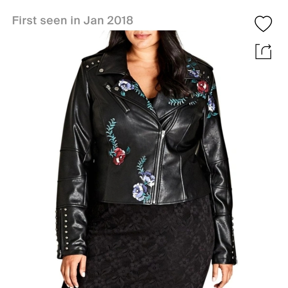 City Chic XXL/24W Faux Leather Dark Blue Moto Jacket